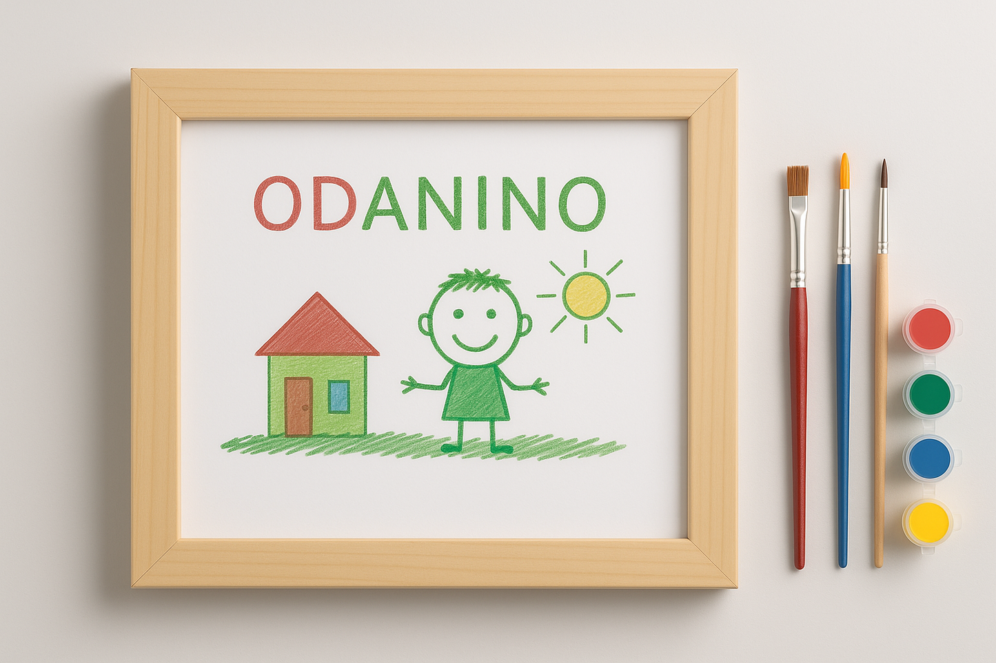 Odanino Ahşap Çocuk Çerçevesi: Hayal Dünyasını Duvarlara Taşıyan A4 Uyumlu Doğal Dekorasyon